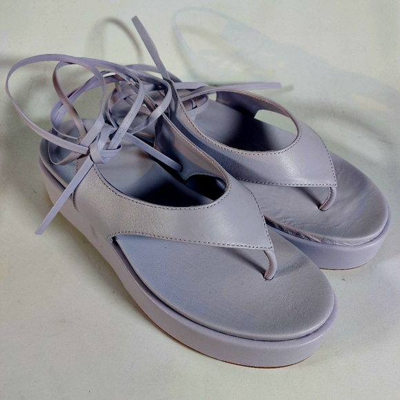 8 by YOOX lilac leather flatform ankle-wrap thong sandals, EU40, NWT - Picture 4 of 11